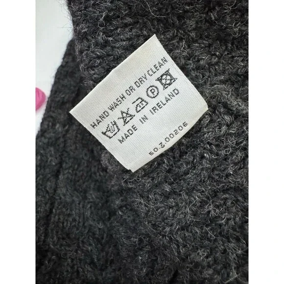 Vintage Carraig Donn Gray 100% Wool Irish FishermanSweater S